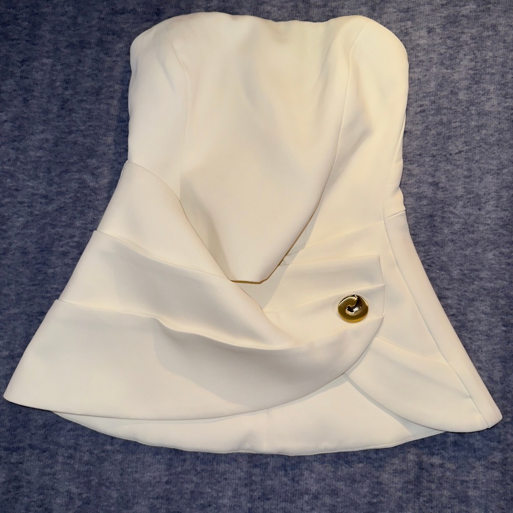 Meshki Faith Suiting Strapless Tube Top Blouse Ivory XXS TP0831WD3-IVY-XXS
